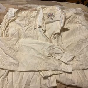 White button down, collared shirt dress